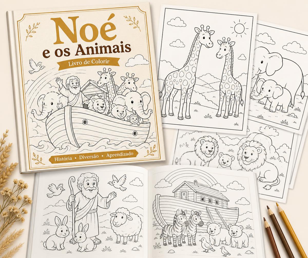 Livro de colorir Noé e os Animais com páginas para imprimir